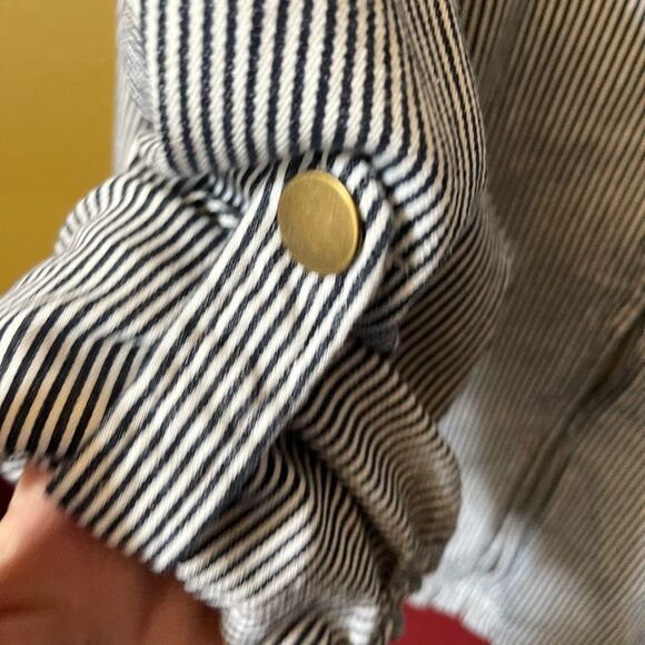 CJ Banks size 1X striped zip front jacket 98% cotton 2% spandex. - Picture 6 of 8